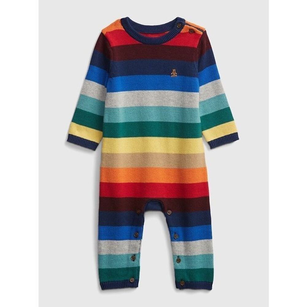 GAP Baby Cotton Happy Stripe One-Piece sweater romper Size 0-3M